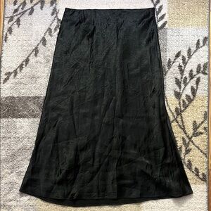 Aritzia Black Slip Satin Midi Skirt